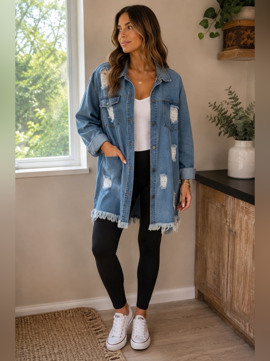 white birch Jackets & Blazers - New no tags White Birch New-No tags Distressed Denim Jacket Large